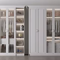 Modern White Wardrobe With Glass Doors Built in Lighting Hanging Clothes And Storage Design