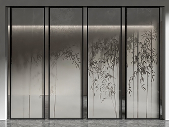 New Chinese style glass partition 3d model