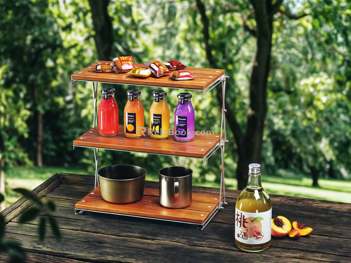 Desktop Folding Storage Rack Simple Hand Ornaments Display Storage Rack Coffee Cup Camping Rack Picnic Snack Combination 3d model