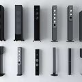 Various Modern Home Audio Speakers With Different Styles And Black Gray Designs