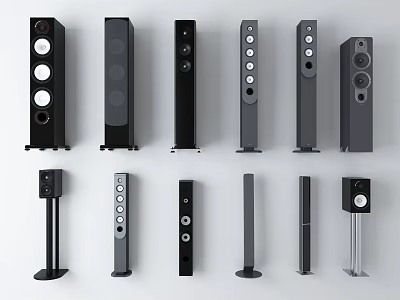 Various Modern Home Audio Speakers With Different Styles And Black Gray Designs 3d model