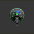 Futuristic Blue and Green Sci Fi Weapon Featuring Mechanical Details and Ergonomic Grip