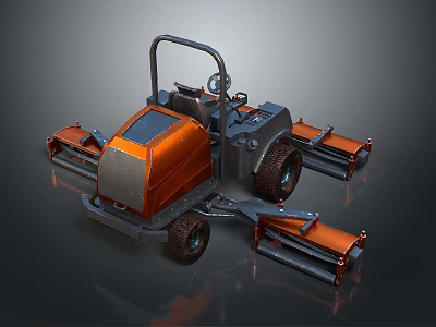 Durable Orange Black Automotive Mechanical Parts With Wheels And Working Arms 3d model