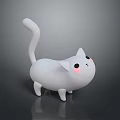 Cute White Cat 3D Model Character With Long Tail Pink Cheeks And Black Eyes