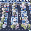 Eco Friendly Parking Lot With Lush Trees And Neatly Arranged Parked Cars