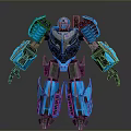 Blue And Black Robot With Glowing Blue Parts And Mechanical Structure