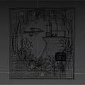 Event Entrance With 3D Paper Cut Underwater Elements Coral Fish And Building Outline