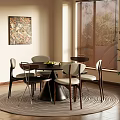 Middle Style Dining Table and Chair Round Dining Table 3d model