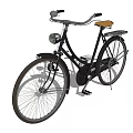 Vintage Black Bicycle with Silver Handlebar Brown Seat Front Light and Rear Rack