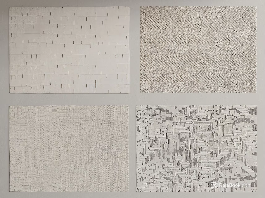 Square Rugs With Various Textures Including White Brick Woven Simple And Geometric Patterns 3d model 