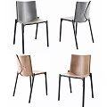 Modern Leisure Chairs With Gray And Brown Leather Seats And Black Metal Legs