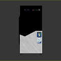 Black Desktop Tower PC With Silver Green Accents And Windows Intel Stickers