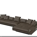 Brown Leather Sectional Sofa With Multiple Plush Cushions And Modern Design 3d model