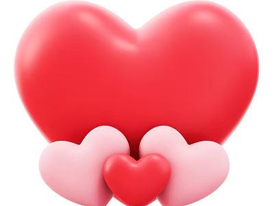 Heart Shaped Ornament Decoration Set Featuring Red and Pink Colors and Multiple Sizes 3d model
