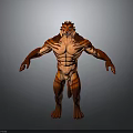 Red Muscular Lion Head Mythical Creature 3D Model With Detailed Body