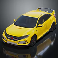 Yellow Honda Sports Car With Rear Spoiler And Sporty Body Design
