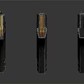 Three Shiny Metal Weapon Magazines For Firearm Use And