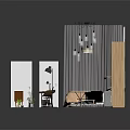 Modern Interior Design Furniture Layout With Sofa Bed Cabinets Lighting And Decorative Paintings