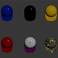 Assorted Color Baseball Caps Including Red Blue Black Yellow White and Camouflage