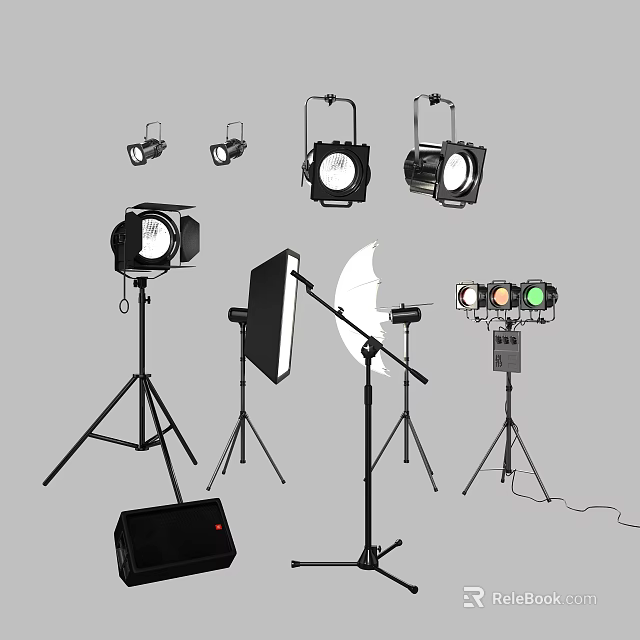Professional Photography Studio Commercial Equipment Including Lighting Tripods Softboxes And Reflectors 3d model 