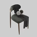 Modern Dining Chair With Wooden Legs White Cushion And Striped Fabric