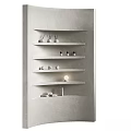 Modern Curved Partition Design With Elegant Floating Shelves And Small Decorative Lights