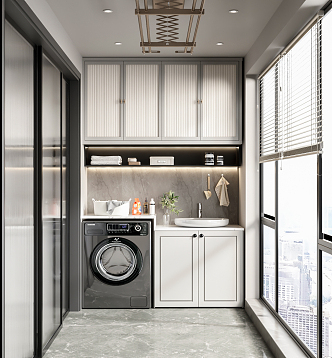 modern balcony washing machine cabinet 3d model