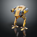 Futuristic Yellow Mechanical Quadruped Robot With Armored Body And Mechanical Legs