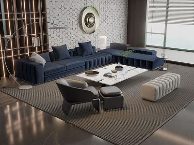 Modern Minotti living room 3d model