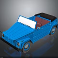 Blue Vintage Convertible Car Featuring Red Seats Black Top And Shiny Wheels
