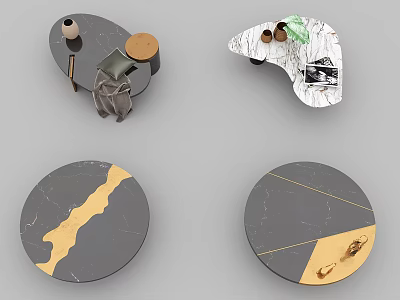 Modern Round Marble Coffee Table With Decorative Patterns And Design Styles 3d model