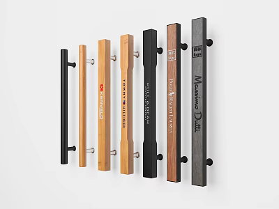 Various Modern Door Handles In Wooden Metal And Gray Designs For Home Use 3d model