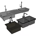 Modern Kitchen Faucet With Double Bowl Sink And Stainless Steel Black Finish