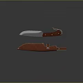 Tactical Weapon Knife with Sharp Metal Blade Wooden Handle and Leather Sheath
