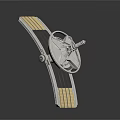 Mechanical Component Design With Silver Propeller And Black Gold Stripes