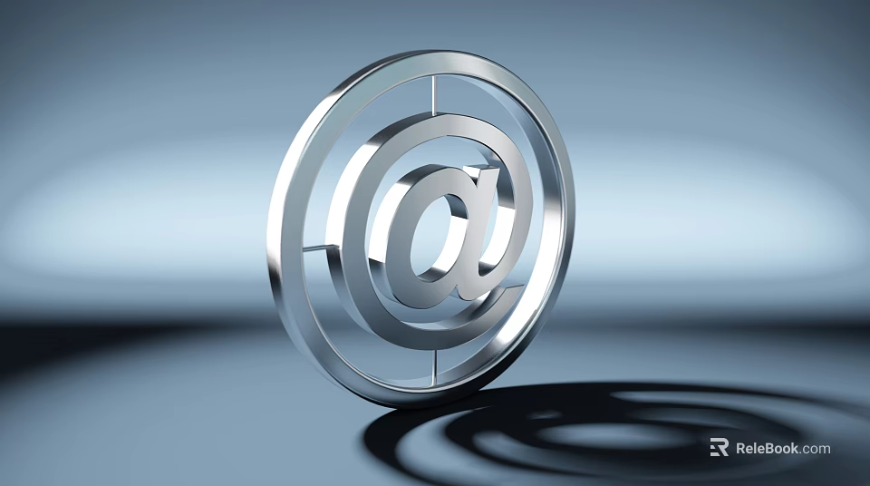 Business Equipment Silver Metallic At Symbol With Shiny Surface And Gradient Background 3d model 
