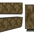 Modern Entryway Console Cabinet And Sideboard With Brown Textured Surface And Mesh Panel Design 3d model