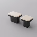 Set of Two Modern Coffee Tables with Light Stone Tabletop and Dark Base