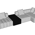 Modern Light Gray Sectional Sofa With Padded Detailing Cushions And Black Coffee Table 3d model