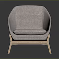 Modern Light Gray Fabric Armchair With Wooden Legs And Minimalist Design