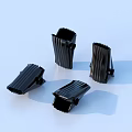 Black Plastic Clips With Striped Surface In Folded Shape On Light Blue Background 3d model