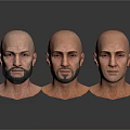Three Male Head Models Displaying Different Facial Features And Beard Styles