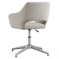 Light Beige Upholstered Office Chair With Arms Adjustable Height Metallic Base 3d model