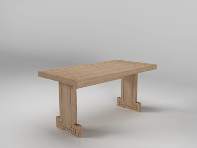 Rectangular Wooden Dining Table With Sturdy Legs Smooth Surface And Simple Design 3d model
