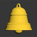 Shiny Golden Bell With Metallic Surface Top Loop And Base Reflection