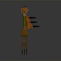 Orange Green Robotic Claw With Sharp Metal Talons And Mechanical Joints