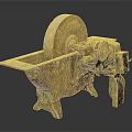 Rusty Vintage Grinding Machine With Metal Wheel And Mechanical Base 3d model