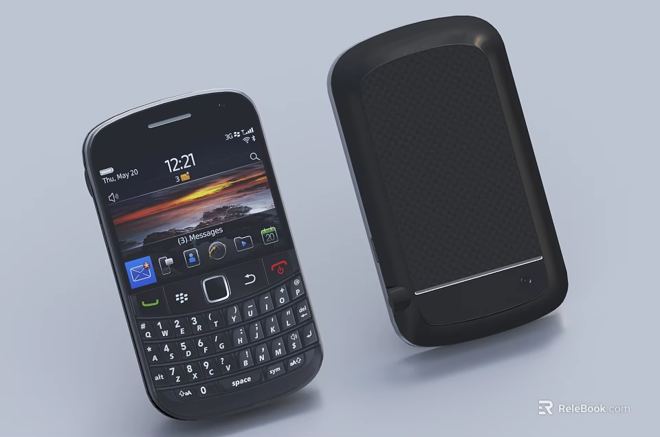 Black Digital Smartphone Featuring QWERTY Keyboard Front Screen And Textured Back Design 3d model