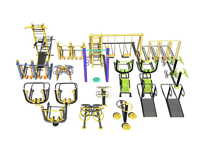 Outdoor Sports Fitness Equipment with Swings Parallel Bars Treadmills and Abdominal Boards 3d model