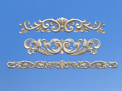 Long carved European-style exterior wall flower model